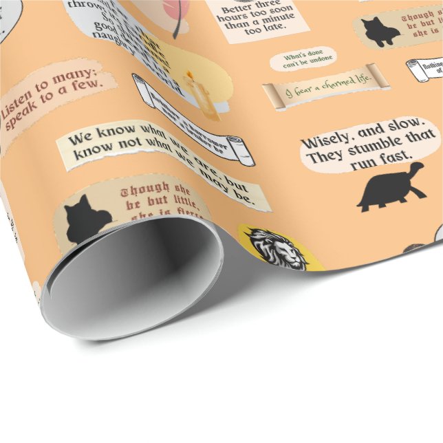 Papier Cadeau Cute Shakespeare Inspiration Citations Littéraire  (Coin rond)