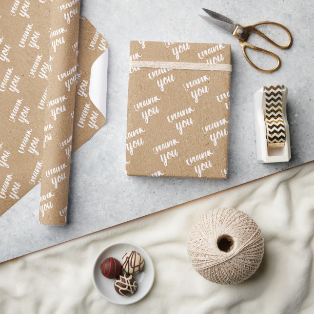 Papier Cadeau Cute Simple Main Lettré Faux Rustique Brown Kraft (Artisanat)