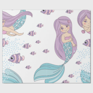 Papier Cadeau Cute sirène et créatures de vie marine