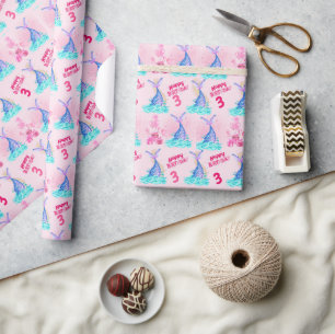 Papier Cadeau Cute Sirène Personnalisée Anniversaire