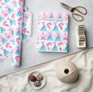 Papier Cadeau Cute Sirène Personnalisée Anniversaire