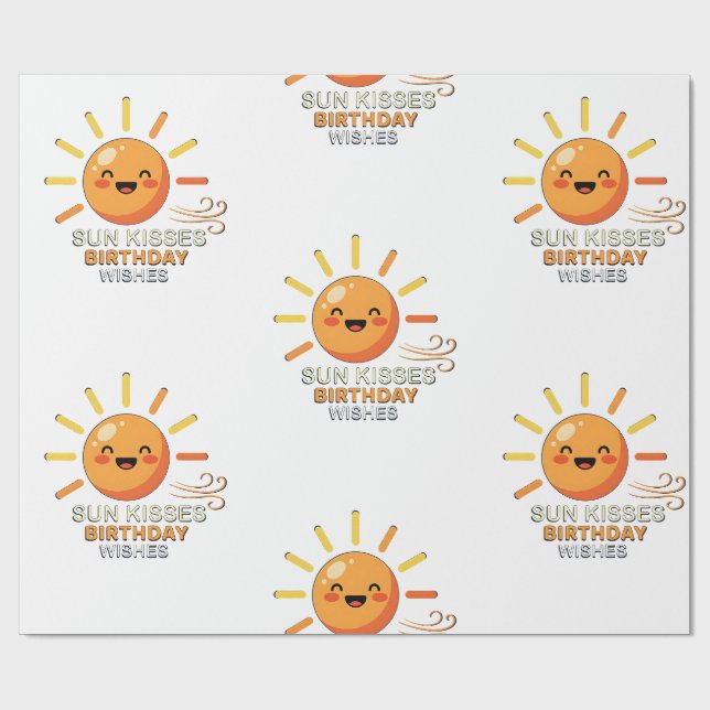 Papier Cadeau Cute Smiling Sun Birthday Wishes Wrapping Paper (Plat)