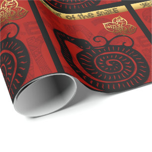 Papier Cadeau Cute Snake chinois Année 2025 Zodiac Anniversaire 