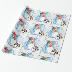 Papier Cadeau CUTE SNOWMAN & PENGUIN'S HITER SERENADE Noël