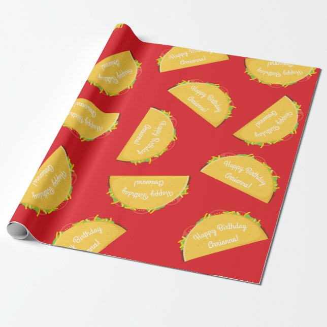 Papier Cadeau Cute Taco Enfants 1er anniversaire fête Nourriture (Déroulé)
