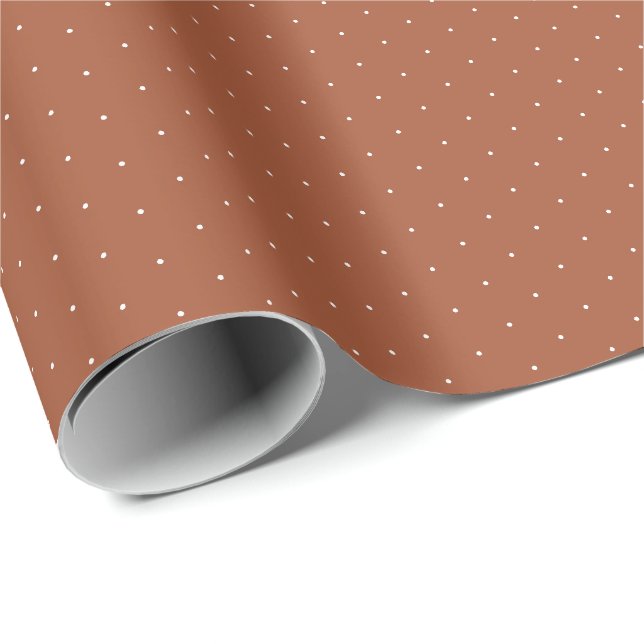Papier Cadeau Cute terre cuite blanc minuscule pois chic motif (Coin rond)