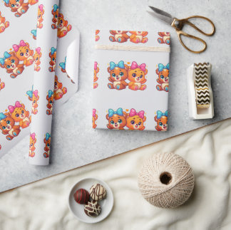 Papier Cadeau Cute Twin Teddy Bears