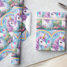 Cute Unicorn Nom de la fille et âge Rainbow Annive