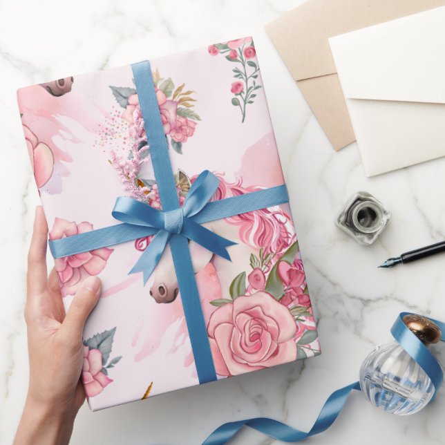 Papier Cadeau Cute Unicorn Rainbow fête d'anniversaire (Cadeaux)