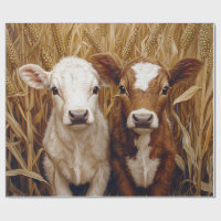Cute Vache Calves Champ de maïs Découpage