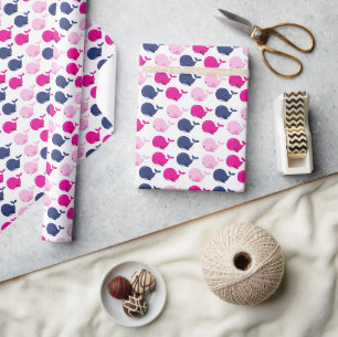 Papier Cadeau Cute Whales, Pattern of Whales, Sea Animals
