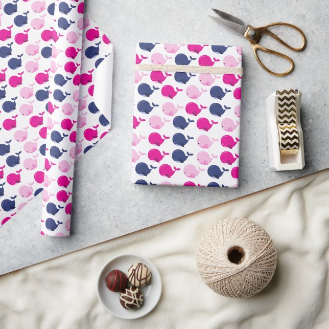 Papier Cadeau Cute Whales, Pattern of Whales, Sea Animals (Artisanat)