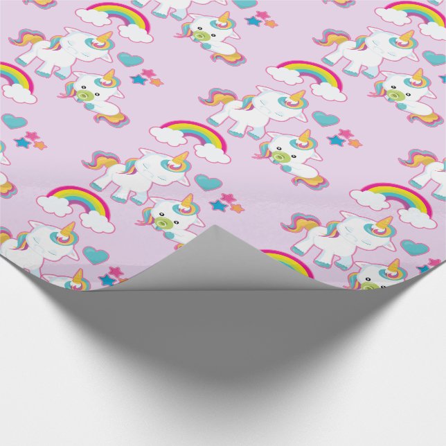 Papier Cadeau Cute White Unicorns Magical Mama & Baby (Coin)