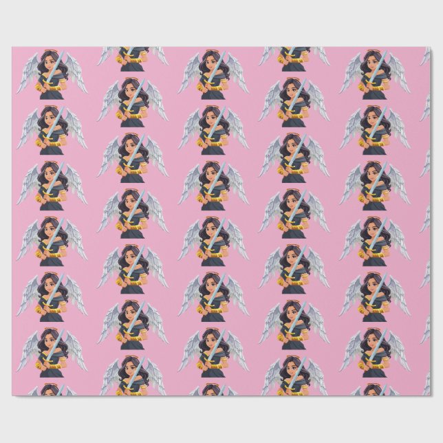 Papier Cadeau Cute woman Angel's with open wings and sword (Plat)