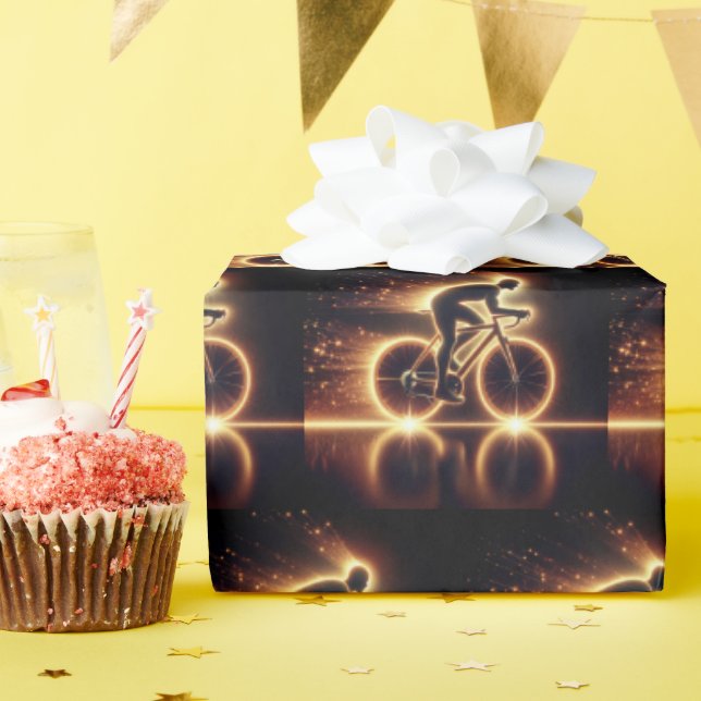 Papier Cadeau Cycliste Golden Neon (Fête d'anniversaire)