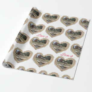 Papier cadeau Cygne au cœur