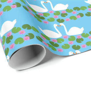 Papier Cadeau Cygnes blancs et nénuphars Mariages