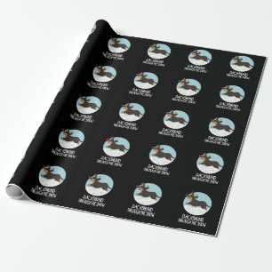 Papier Cadeau Dachshund À Travers Le Jeu De Noël De Neige Dark B