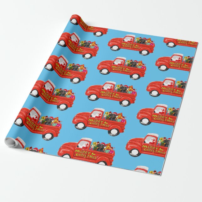 Papier Cadeau Dachshund Chien dans la livraison de Noël Camion (Déroulé)