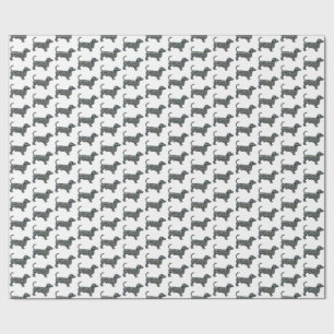 Papier Cadeau Dachshund Chien Silhouette Y&B Grille Blanc Cadeau