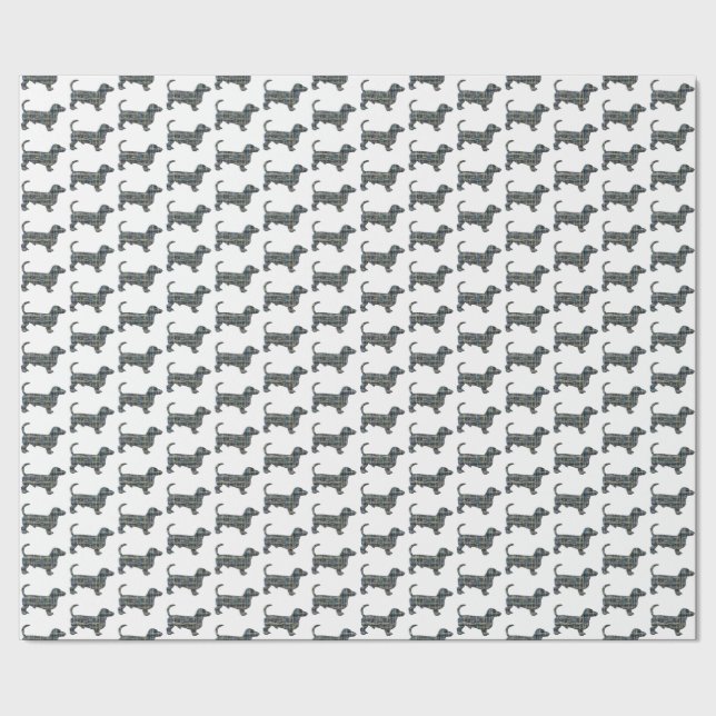 Papier Cadeau Dachshund Chien Silhouette Y&B Grille Blanc Cadeau (Couture)