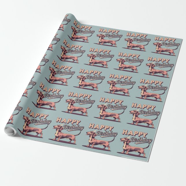 Papier Cadeau Dachshund coloré (Déroulé)