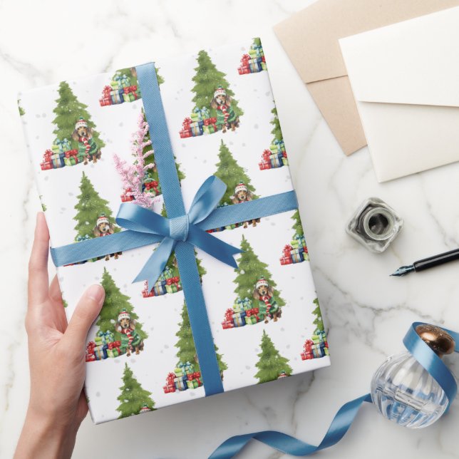 Papier Cadeau Dachshund De Noël Avec Cadeaux (Cadeaux)