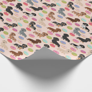 Papier Cadeau Dachshund donuts enveloppant du papier