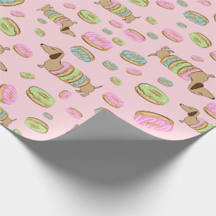 Papier Cadeau Dachshund et Donuts Enveloppe cadeau Doxie Party