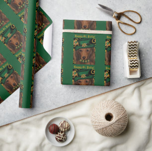 Papier Cadeau Dachshund roux aux longs poils   
