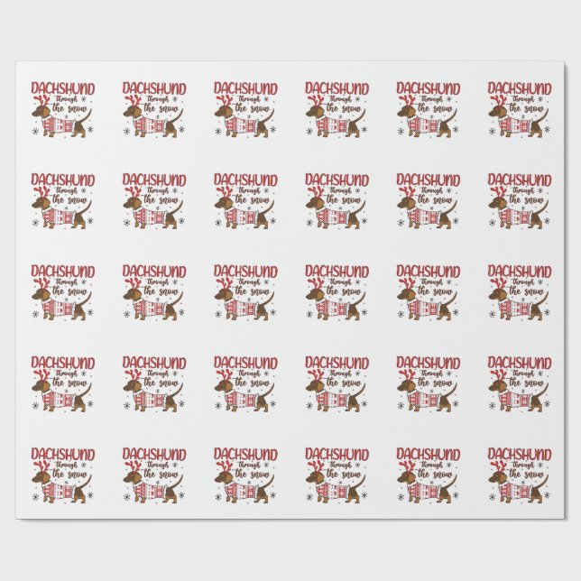 Papier Cadeau Dachshund Through The Snow Christmas Dog Lover (Plat)
