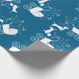 Papier Cadeau Dachshund Wiener Chien Baby shower Blue Boy