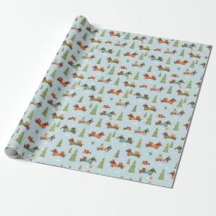 Papier Cadeau Dachshunds festifs dans le Motif de neige