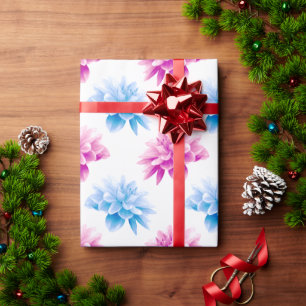 Papier Cadeau Dahlia Rose, Dahla Bleue, Motif Floral, Fleurs