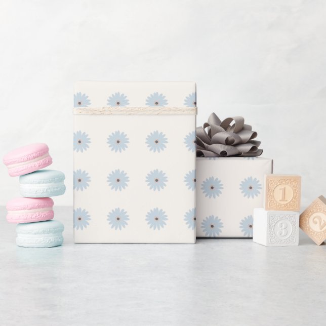 Papier Cadeau Daisy bleu clair (Baby Shower)