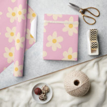 Daisy sur papier d'emballage rose