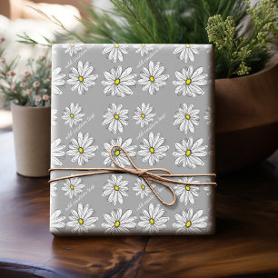 Papier Cadeau Daisy tendance avec gris et jaune