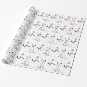 Papier Cadeau Dalmate et bonhomme de neige