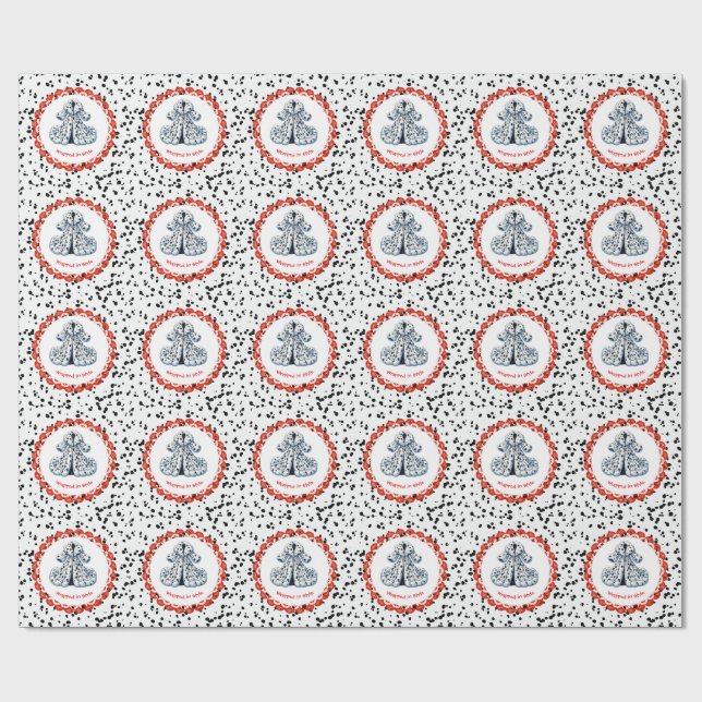 Papier Cadeau Dalmatie Imprimer Anniversaire | Black and White p (Plat)