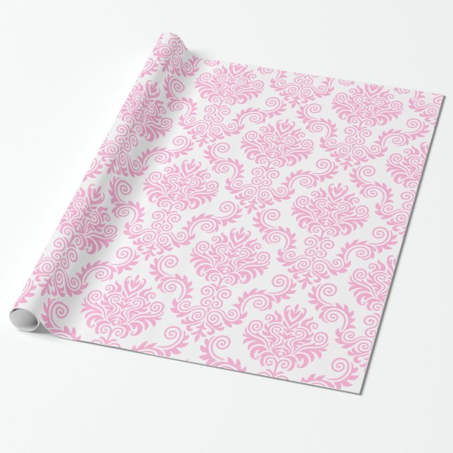 Papier Cadeau Damas blanc et rose| Papier à envelopper (Déroulé)