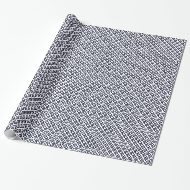 Papier Cadeau Damas bleu et blanc #3 (Déroulé)