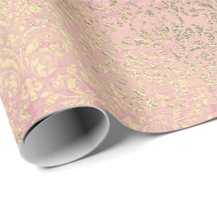 Papier Cadeau Damas Blush Rose Rose Gold Foxier Saumon Royal