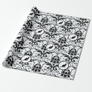 Papier Cadeau Damas de chat en bleu clair