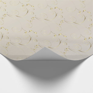 Papier Cadeau Damas d'or sur or blanc Mariage