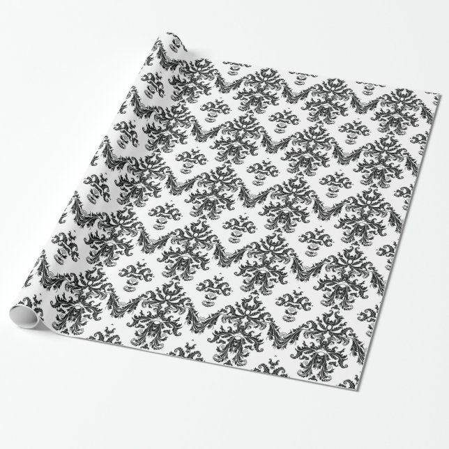 Papier cadeau Damas noir blanc noir (Déroulé)