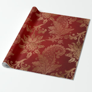Papier Cadeau Damas rouge et or pelucheux