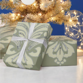 Papier Cadeau Damasco en verde musgo