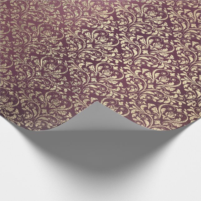 Papier Cadeau Damask Burgundy Foxier Ivory Gold Royal (Coin)