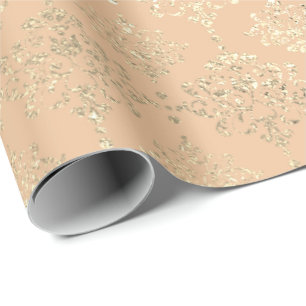 Papier Cadeau Damask Champagne Gold Royal Metallic Peach Saumon