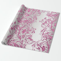 Damask Fuchsia Rose Metallic Grey Parties scintill